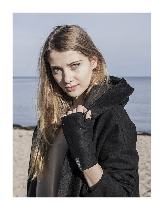 rękawiczki damskie Crystal gloves / black wool