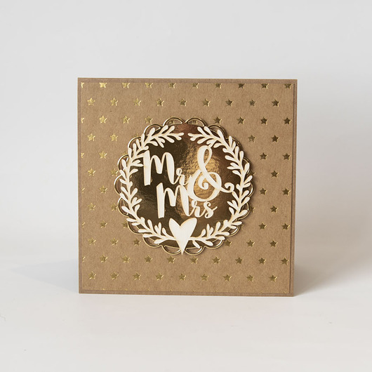 zaproszenia i kartki na ślub Kartka ślubna z wiankiem MR MRS