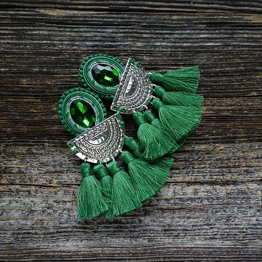kolczyki soutache Duże i etniczne kolczyki boho z chwostami