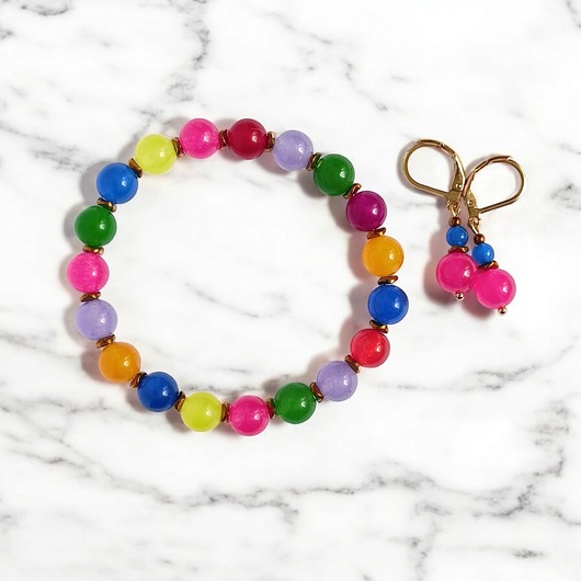 komplet biżuterii RAZEM TANIEJ! summer collection : bransoletka i kolczyki : jadeit II