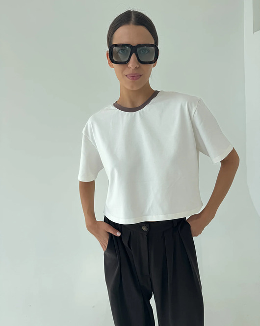t-shirt damskie T-Shirt Move crop ecru cacao pliska