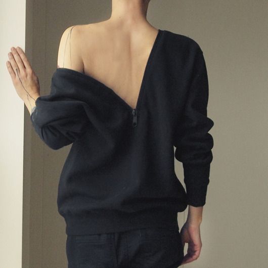 bluza bez kaptura damska Dwustronna bluza rozpinana dekolt V Suwak Czarna