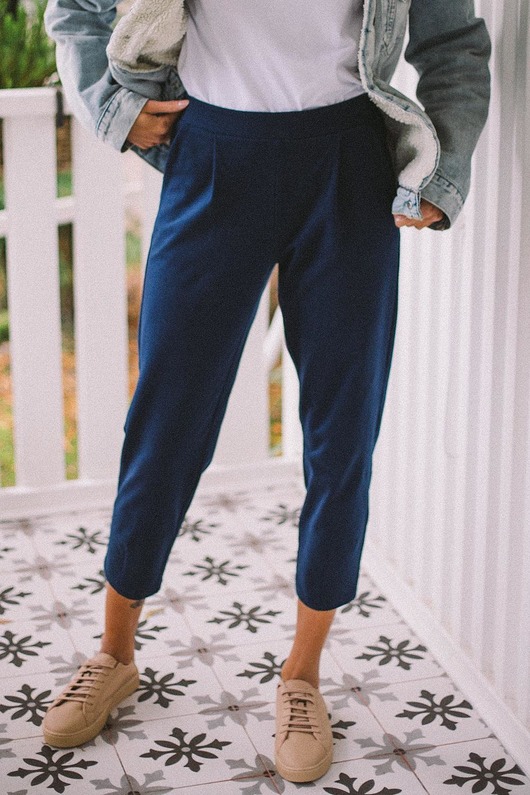 spodnie dresowe damskie Spodnie Sybil granatowe - bawełna organiczna