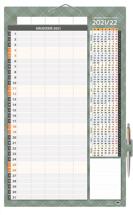 kalendarze i plannery Kalendarz rodzinny Visart 2021/22