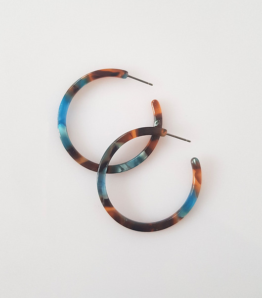 kolczyki - inne Kolczyki Lekkie Koła niebiesko brązowe