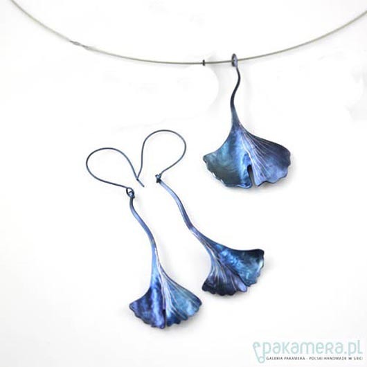 komplet biżuterii Tytanowe Miłorząbki