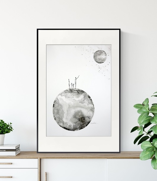 grafika 50 x 70 cm wykonana ręcznie, abstrakcja, Krystyna Siwek Art