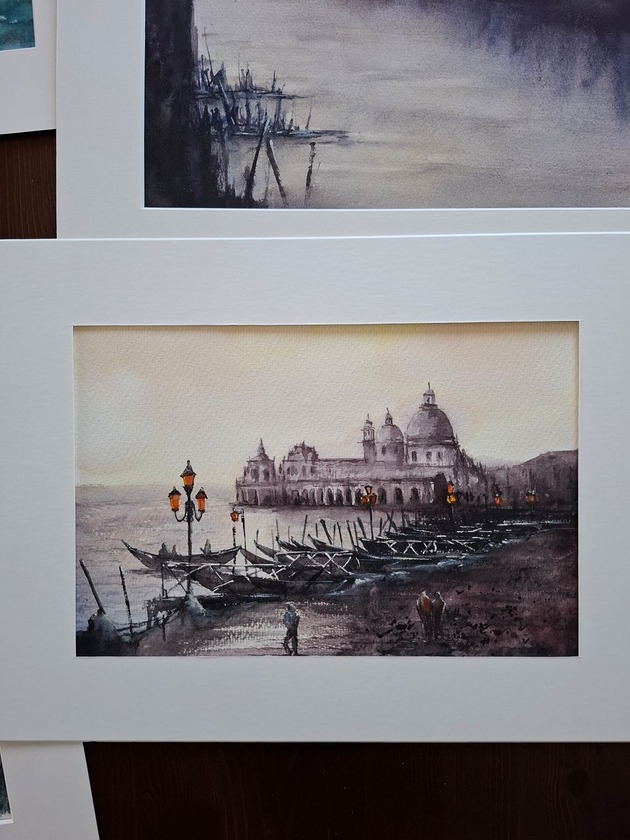 obrazy Akwarela -  Wenecja I/2026  oprawiony w passe-partout  30x40 cm