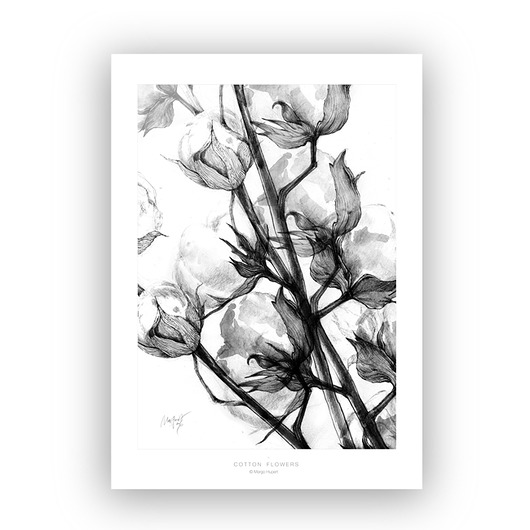 Cotton flowers print  50x70 cm Margo Hupert