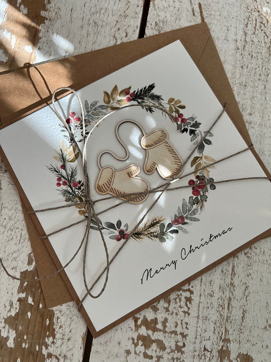 kartki świąteczne Stylowa ręcznie robiona kartka świąteczna Merry Christmas card