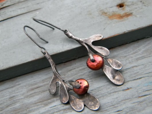 kolczyki wire wrapping brązowe krążki - kolczyki