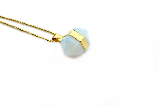 Colare Beczułka Opal złoto  Brazi Druse Jewelry
