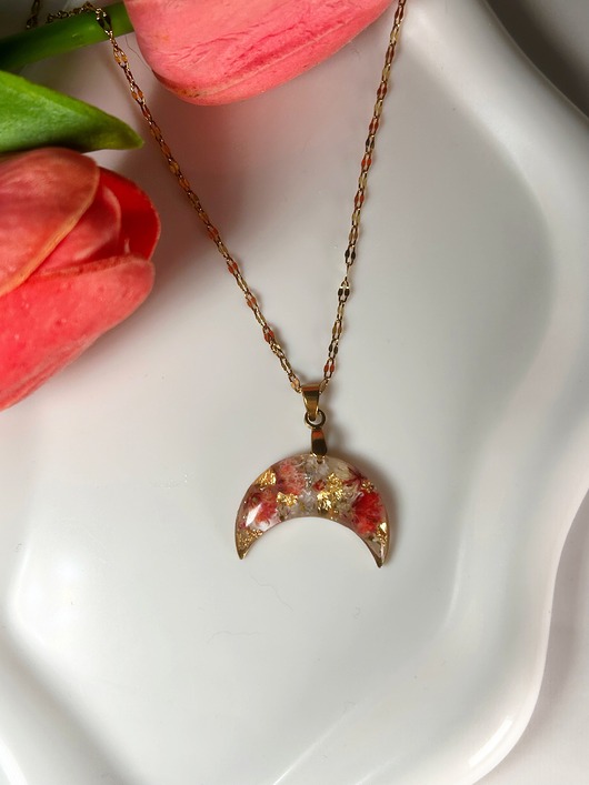 złote naszyjniki Naszyjnik księżyc z koralowymi kwiatami Biżuteria z kwiatami