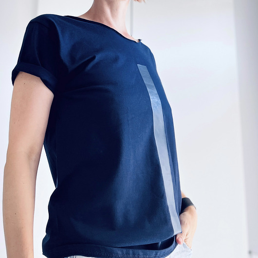 t-shirt damskie Granatowa Kreska na granacie Oversize
