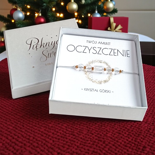 bransoletki z kamieni naturalnych Amulet - OCZYSZCZENIE - świąteczne pudełko - KRYSZTAŁ GÓRSKI