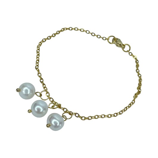 bransoletki złote Łańcuszkowa bransoletka z perłowymi charmsami