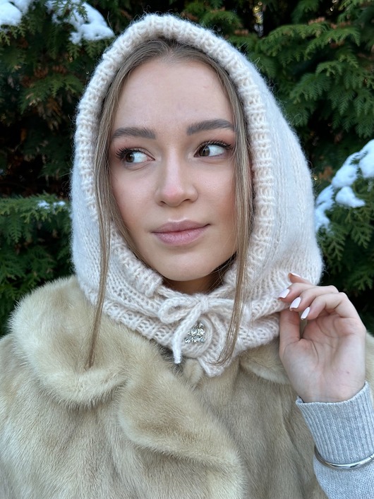 czapki damskie Duża Balaclava czapka kaptur kominiarka z ozdobnym guzikiem