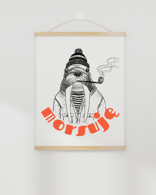 grafiki i ilustracje PLAKAT z morsem, Mors, prezent dla morsa