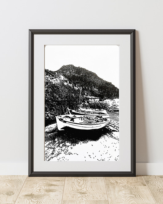 grafiki i ilustracje Linoryt "Port de Valldemossa" (Majorka)