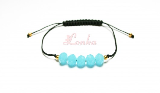 Bransoletka czarny sznurek + kryształki Lonka Jewelry