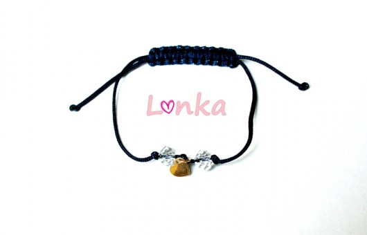 Bransoletka srebrne serce+kryształki+sznurek Lonka Jewelry