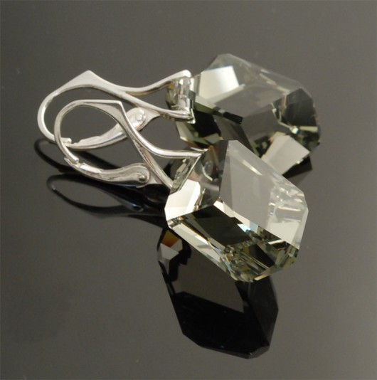 Kolczyki kryształ Swarovski Szary pieklo niebo
