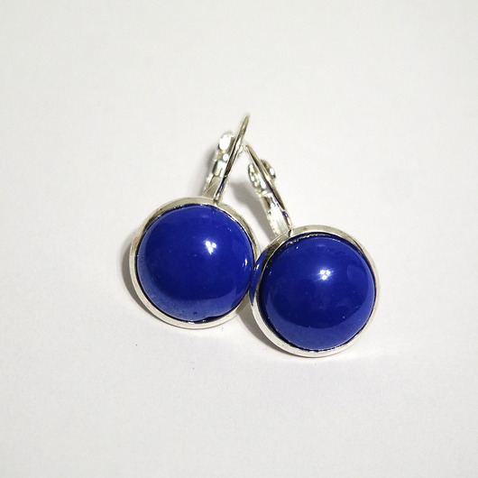 kolczyki ceramiczne Kolczyki  bigle zamykane - Ceramiczne chabrowe