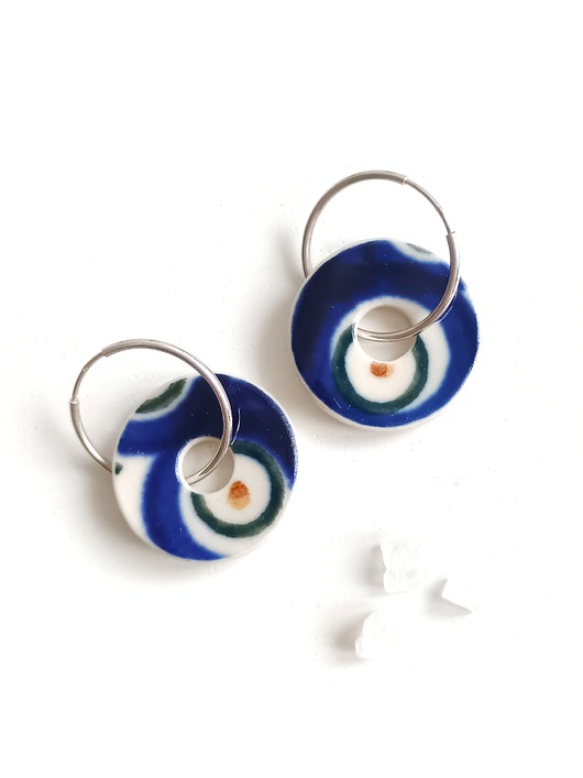 kolczyki ceramiczne Kolczyki ceramiczne Bolesławiec koła