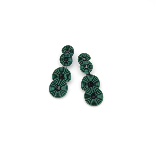 kolczyki soutache Kolczyki butelkowa zieleń - dangle stud