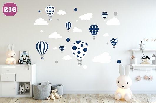 Naklejka ścienna dla dzieci balon balony chmury  madras24