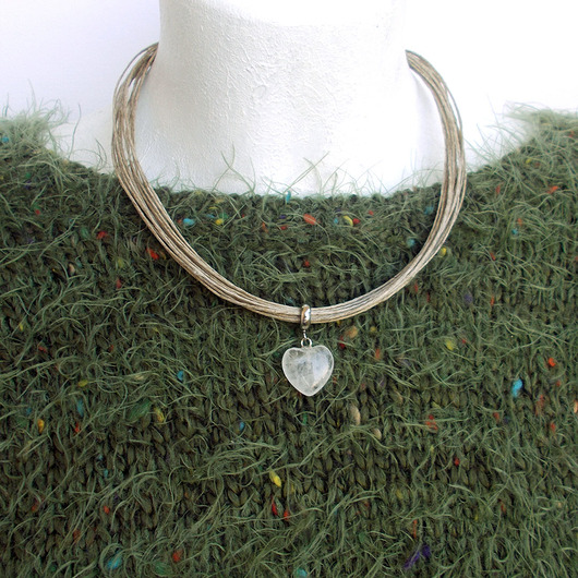 wisiory Zula Naszyjnik lniany z sercem No 2