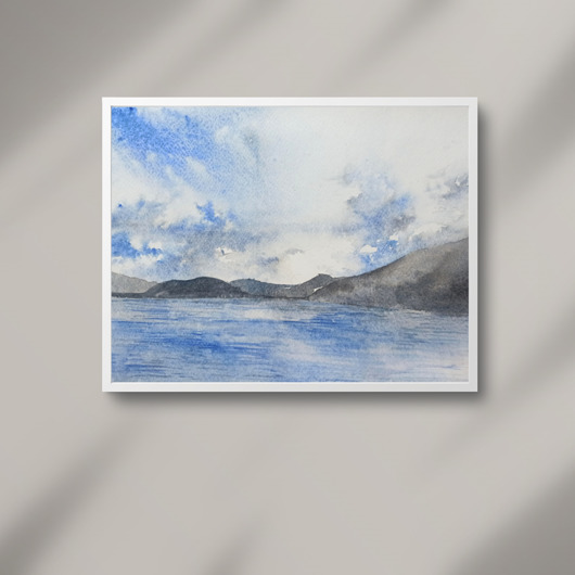 obrazy Akwarela Morski pejzaż oryginalny obraz 300g A4 21x30 cm