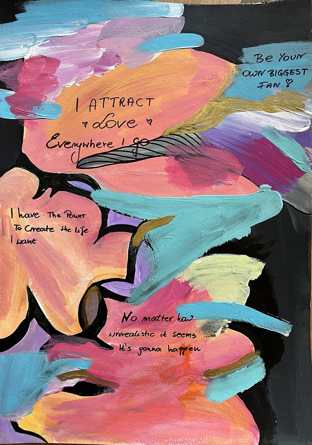 plakaty Ręcznie malowany plakat afirmacyjny I  Attract Love