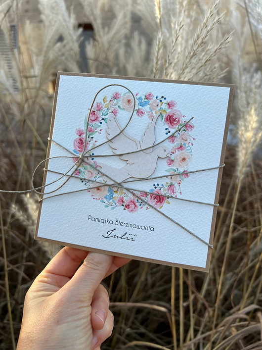 kartki scrapbooking Ręcznie robiona kartka na bierzmowanie - pamiątka bierzmowania