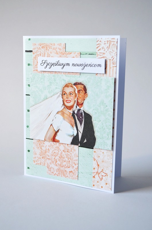 kartki scrapbooking Kartka Ślubna : Szczęśliwym Nowożeńcom