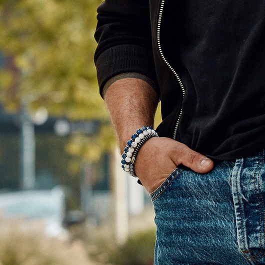 biżuteria męska Set 3 męskich bransoletek z kamieniami mądrości, przyjaźni i waleczności