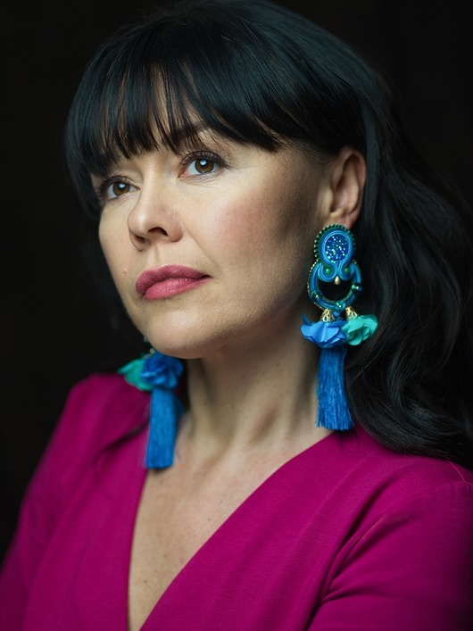 kolczyki z żywicy Blue flowers - niebieskie kolczyki soutache