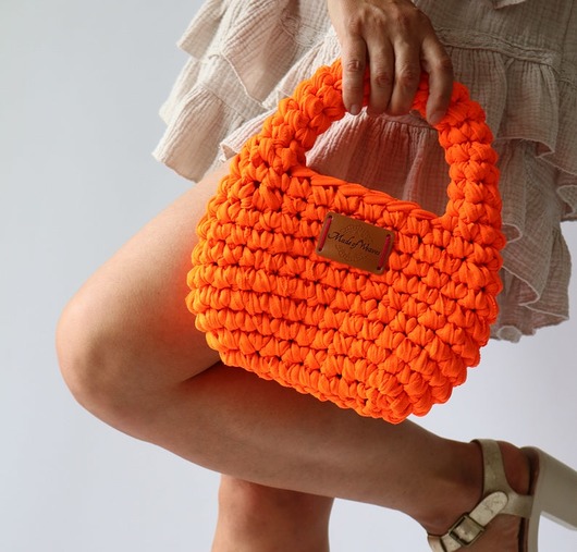 torebki do ręki Candy mała torebka  bawełniana neonowa pomarańczowa