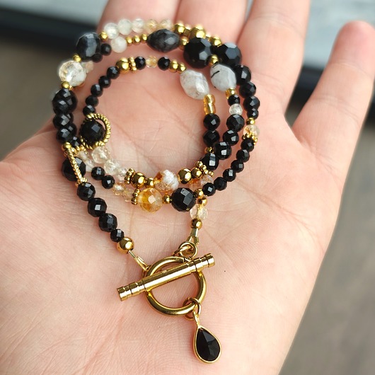 złote naszyjniki Klasyczny turmalin cytryn kryształ