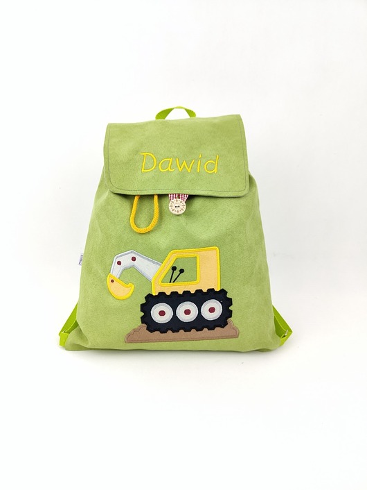 torebki, worki i plecaki dziecięce Imienny prezent dla chłopca - plecak z koparką
