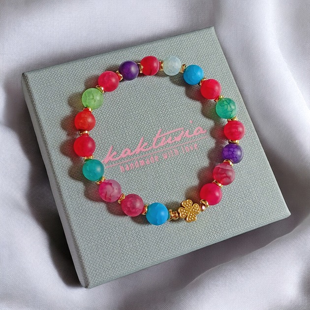 bransoletki z kamieni naturalnych Na szczęście :: agat multicolor i czterolistna koniczynka