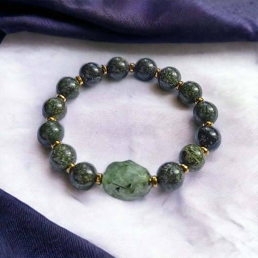 bransoletki z kamieni naturalnych Siła, ochrona, spokój - PREHNIT & JASPIS - dla miłośniczki zieleni
