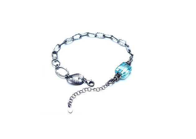 bransoletki wire wrapping Sztabka /blue sky /- bransoletka