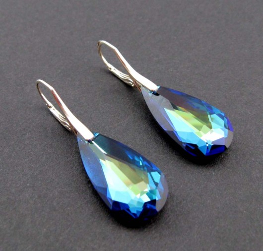 kryształ SWAROVSKI Migdal Bermuda Blue w srebrze PRYZMAT