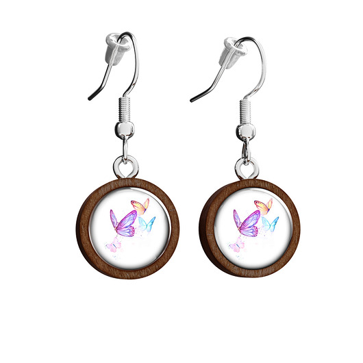 kolczyki drewniane Kolczyki drewniane - Motyle- wiszące