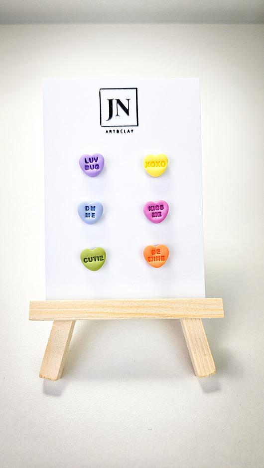 kolczyki z masy plastycznej Kolczyki serduszka zestaw 3 par