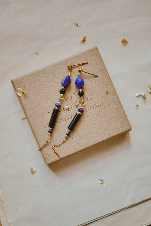 kolczyki z kamieniami Kolczyki Talayla, lapis i onysks