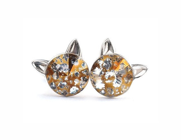 kolczyki swarovski Kolczyki  - kotki Gold Patina - kryształy Swarovski