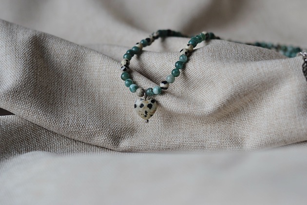 naszyjniki - inne Naszyjnik z agatem i jaspisem dalmatyńskim