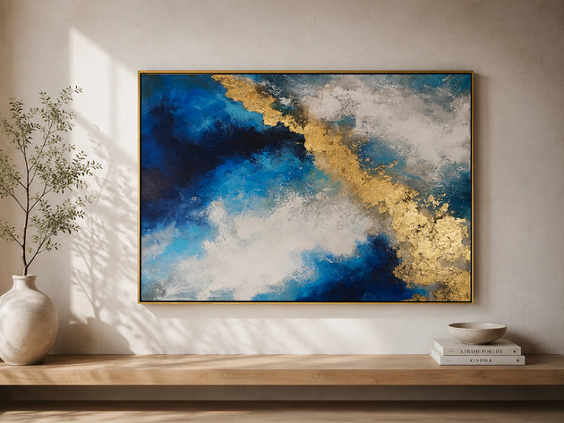 obrazy SUMMER BREEZE Ręcznie malowany obraz ze złotem 70x100 cm